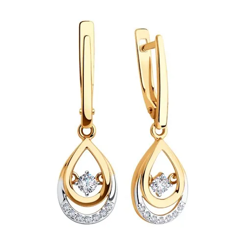 Cercei Suspendați din aur roșu cu Cubic Zirconia Incolor