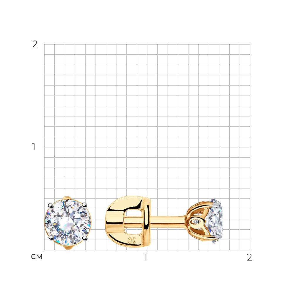 Cercei Pusete din aur roșu cu pietre Cubic Zirconia Incolor