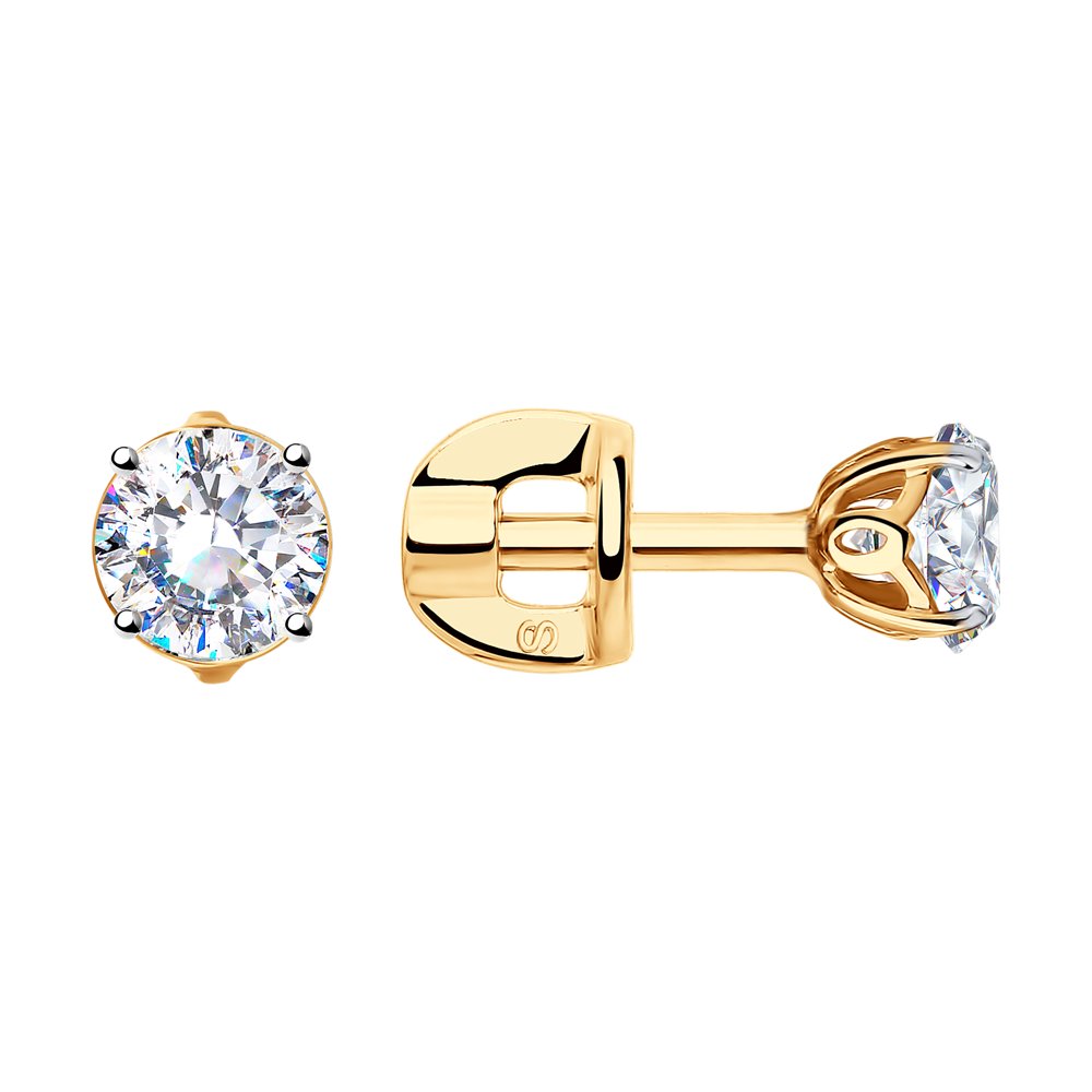 Cercei Pusete din aur roșu cu pietre Cubic Zirconia Incolor