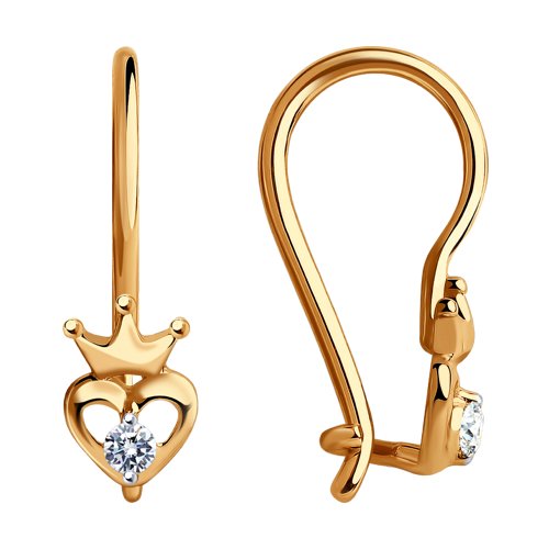 Cercei p-u copii din aur roșu cu pietre Cubic Zirconia Incolor