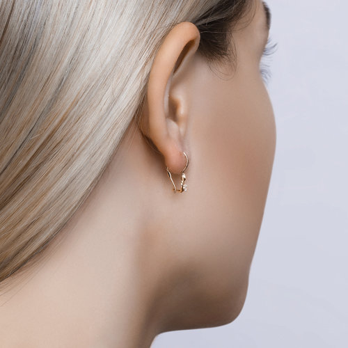 Cercei p-u copii din aur roșu cu pietre Cubic Zirconia Incolor