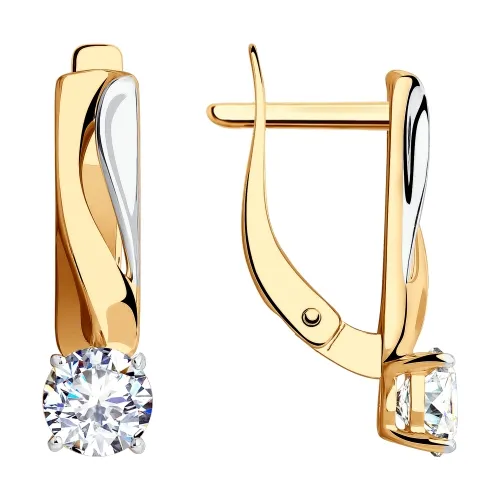 Cercei din aur roșu cu Cubic Zirconia Incolor