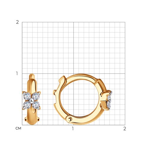 Cercei Creole din aur roșu cu pietre Cubic Zirconia Incolor