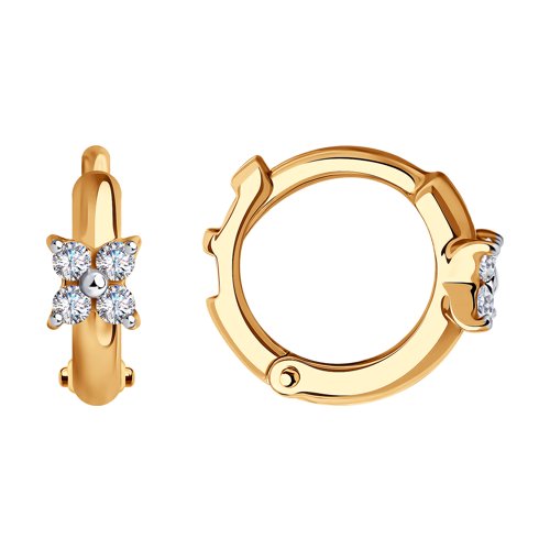 Cercei Creole din aur roșu cu pietre Cubic Zirconia Incolor