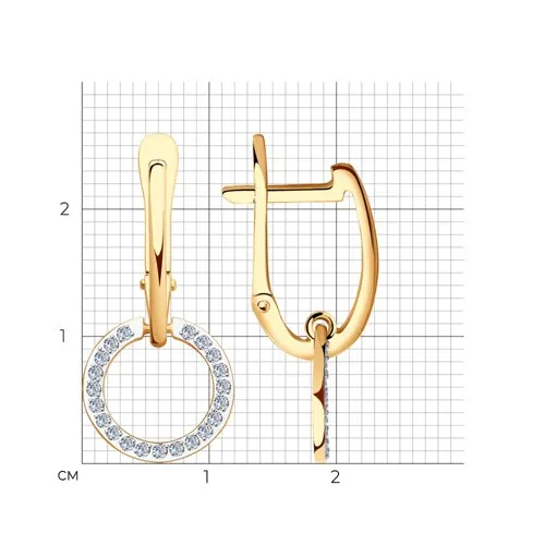 Cercei Suspendați din aur roșu cu Cubic Zirconia Incolor