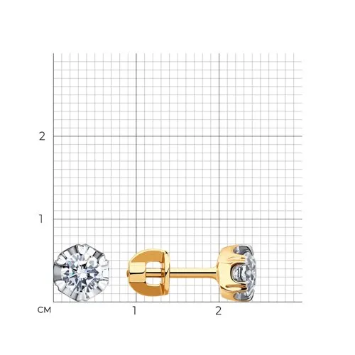 Cercei Pusete din aur roșu cu Cubic Zirconia Incolor