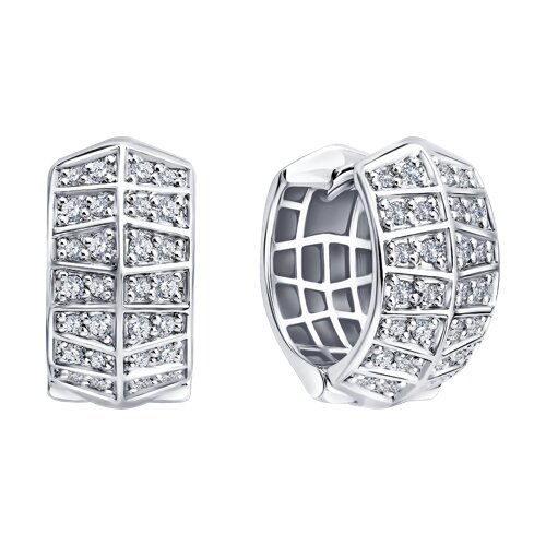 Серьги Конго из белого золота с камнями Бриллиант