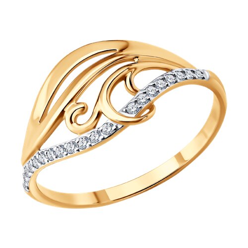 Кольцо из красного золота с камнями Фианит