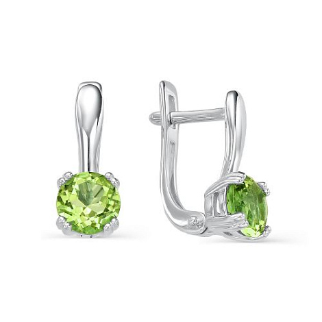 Серьги из серебра с камнями Хризолит