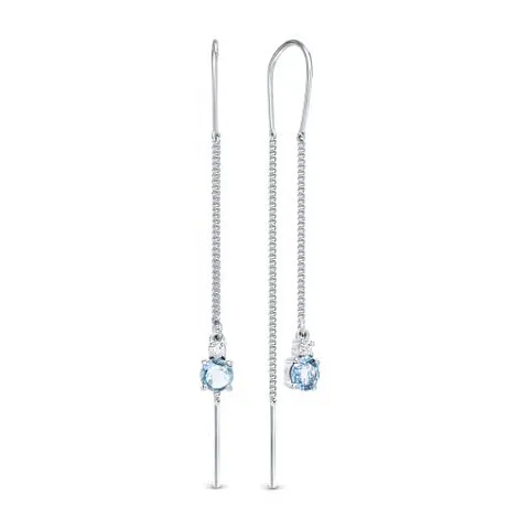 Cercei Lanț din argint cu Cubic Zirconia Incolor, Topaz albastru