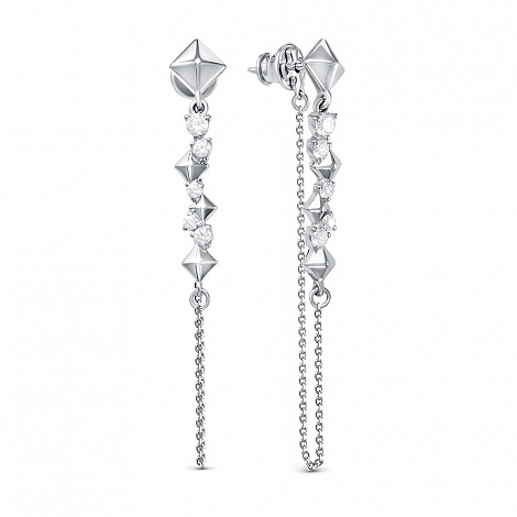 Cercei Pusete din argint  cu pietre Cubic Zirconia Incolor