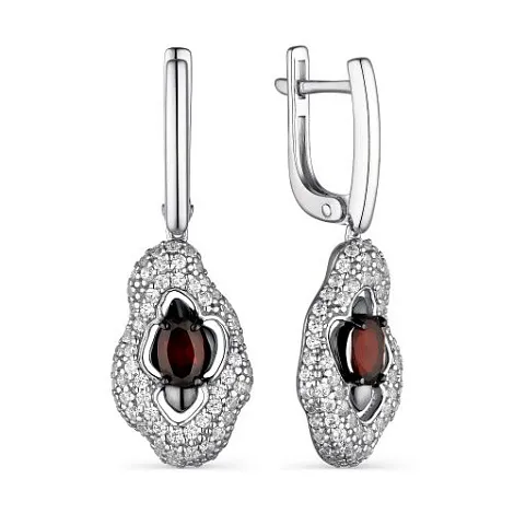 Cercei Suspendați din argint cu Cubic Zirconia Incolor, Granat