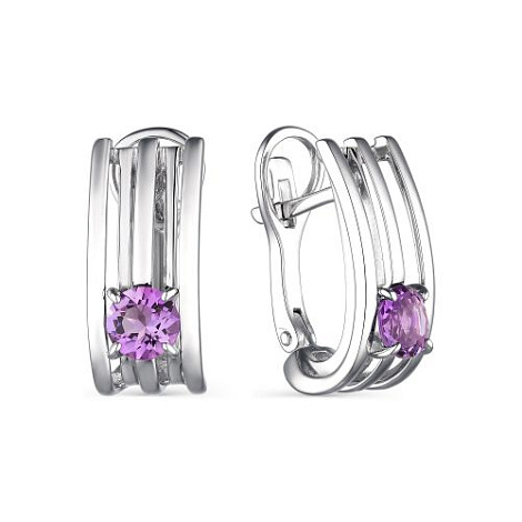 Серьги из серебра с камнями Аметист