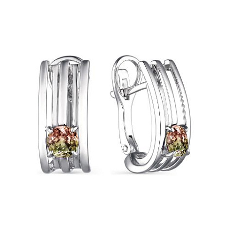 Серьги из серебра с камнями Султанит желтый (синт.)