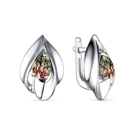 Серьги из серебра с камнями Султанит желтый (синт.)
