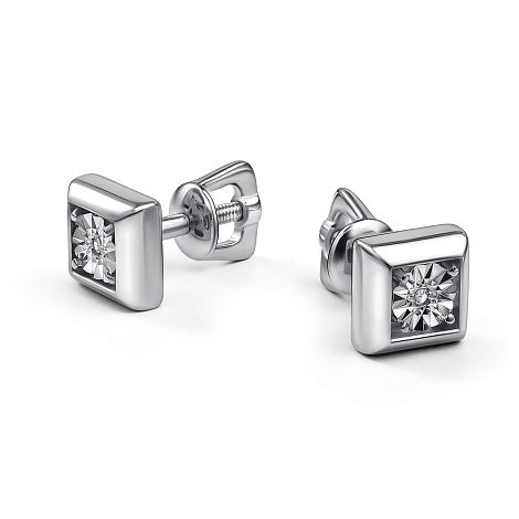 Серьги Пусеты из серебра с камнями Бриллиант