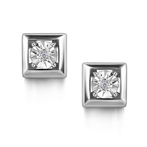 Серьги Пусеты из серебра с камнями Бриллиант