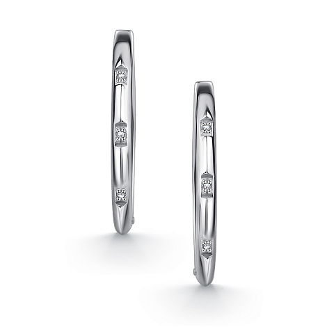 Cercei Creole din argint  cu pietre Diamant