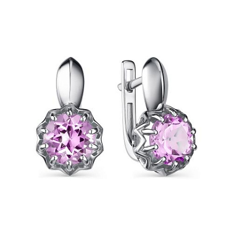 Серьги из серебра с камнями Аметист