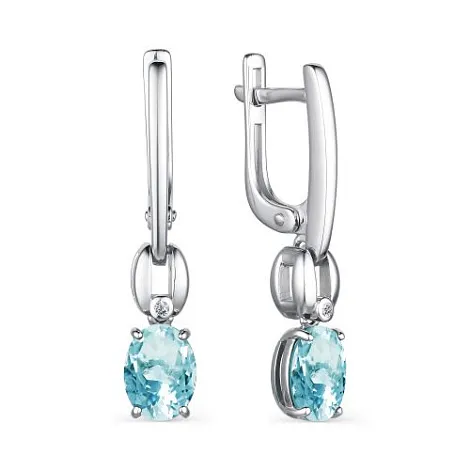 Cercei Suspendați din argint cu Cubic Zirconia Incolor, Topaz albastru