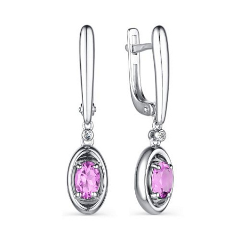 Cercei Suspendați din argint  cu pietre Cubic Zirconia Incolor, Ametist
