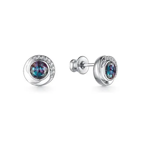 Cercei Pusete din argint cu Cubic Zirconia Incolor, Corund sintetic