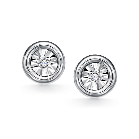 Серьги Пусеты из серебра с камнями Бриллиант