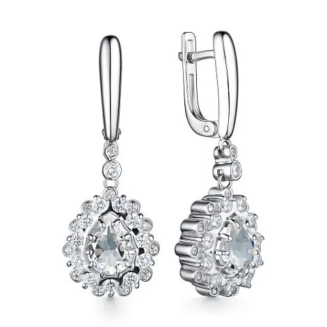 Cercei Suspendați din argint cu Cubic Zirconia Incolor, Cristal de munte