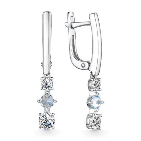 Cercei Suspendați din argint cu Cubic Zirconia Incolor, Cubic Zirconia Albastru