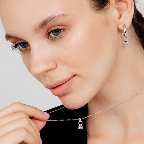 Cercei Creole din argint  cu pietre Cubic Zirconia Incolor