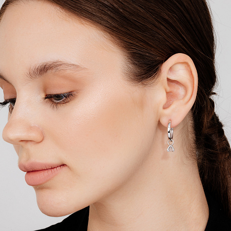 Cercei Creole din argint  cu pietre Cubic Zirconia Incolor