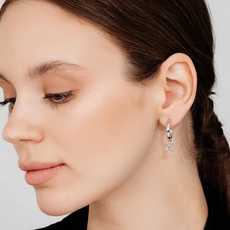 Cercei Creole din argint cu Cubic Zirconia Incolor