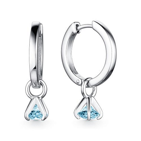 Cercei Creole din argint  cu pietre Cubic Zirconia Albastru
