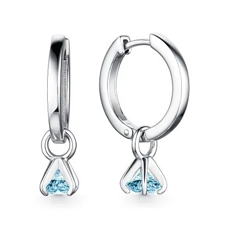 Cercei Creole din argint cu Cubic Zirconia Albastru