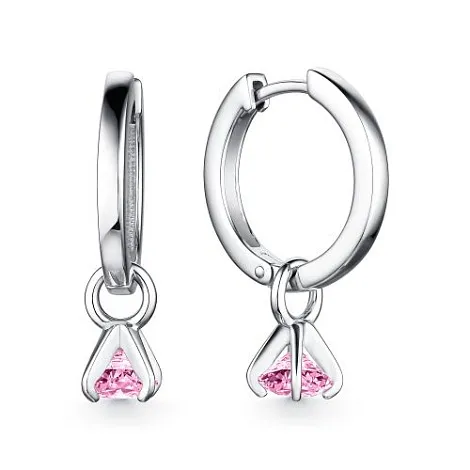 Cercei Creole din argint cu Cubic Zirconia Roz