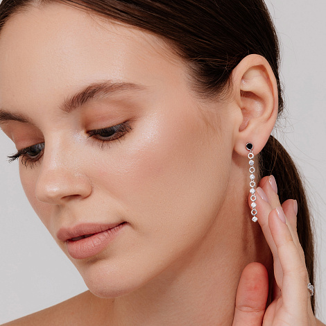 Cercei Pusete din argint  cu pietre Cubic Zirconia Incolor
