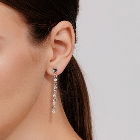 Cercei Pusete din argint  cu pietre Cubic Zirconia Incolor