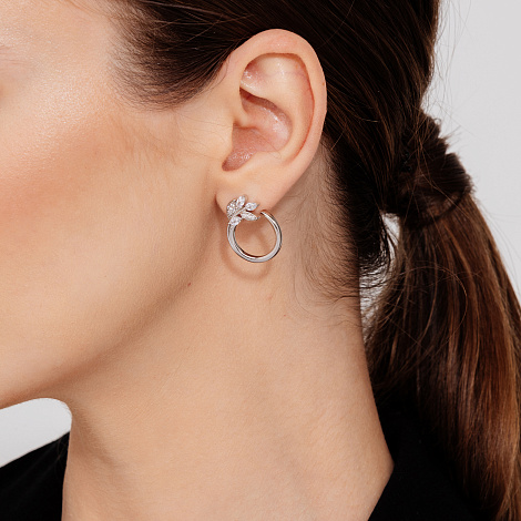 Cercei Pusete din argint  cu pietre Cubic Zirconia Incolor