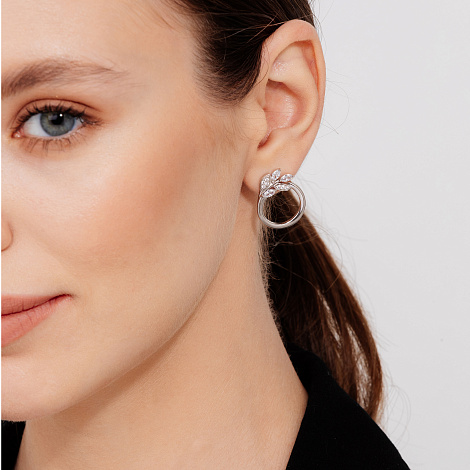 Cercei Pusete din argint  cu pietre Cubic Zirconia Incolor