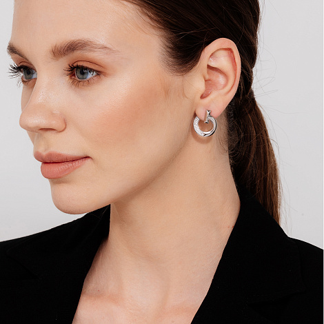 Cercei Pusete din argint  cu pietre Cubic Zirconia Incolor