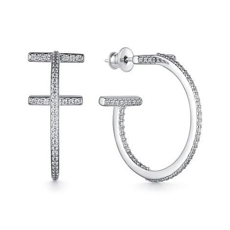 Cercei Pusete din argint  cu pietre Cubic Zirconia Incolor
