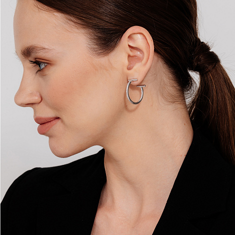 Cercei Pusete din argint  cu pietre Cubic Zirconia Incolor
