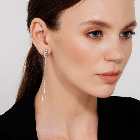 Cercei Pusete din argint  cu pietre Cubic Zirconia Incolor