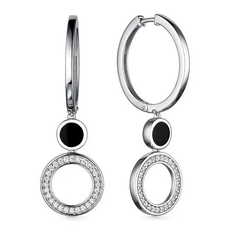 Cercei Creole din argint cu Cubic Zirconia Incolor, Emailare