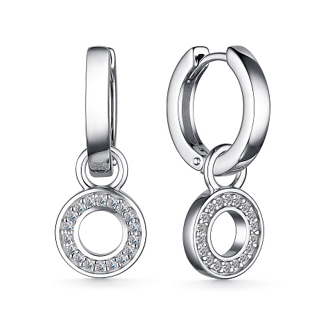Cercei Creole din argint  cu pietre Cubic Zirconia Incolor, Emailare