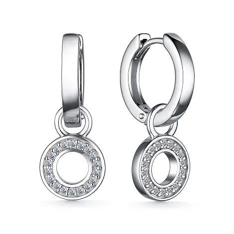 Cercei Creole din argint cu Cubic Zirconia Incolor, Emailare