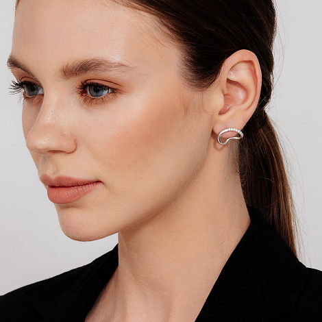 Cercei Pusete din argint  cu pietre Cubic Zirconia Incolor