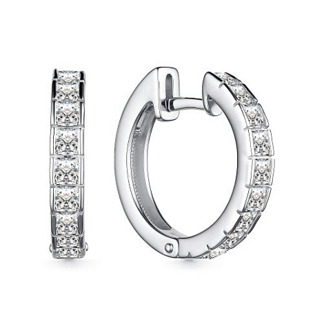 Cercei Creole din argint  cu pietre Cubic Zirconia Incolor
