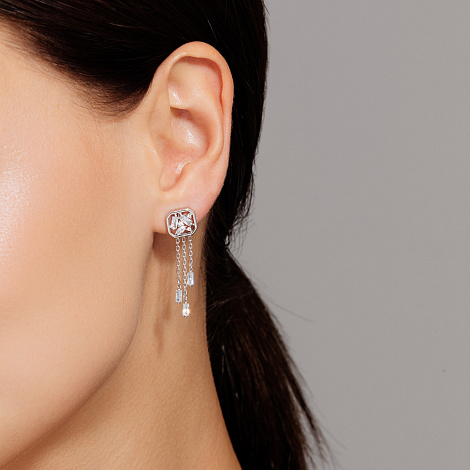 Cercei Pusete din argint  cu pietre Cubic Zirconia Incolor