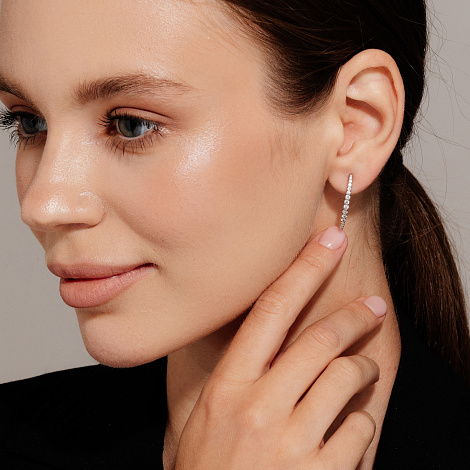 Cercei Pusete din argint  cu pietre Cubic Zirconia Incolor